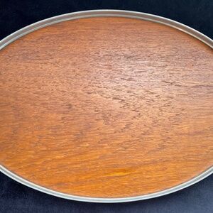 VTG Pewter and Teak Wood Serving Tray. MCM Art Deco Royal Holland KMD